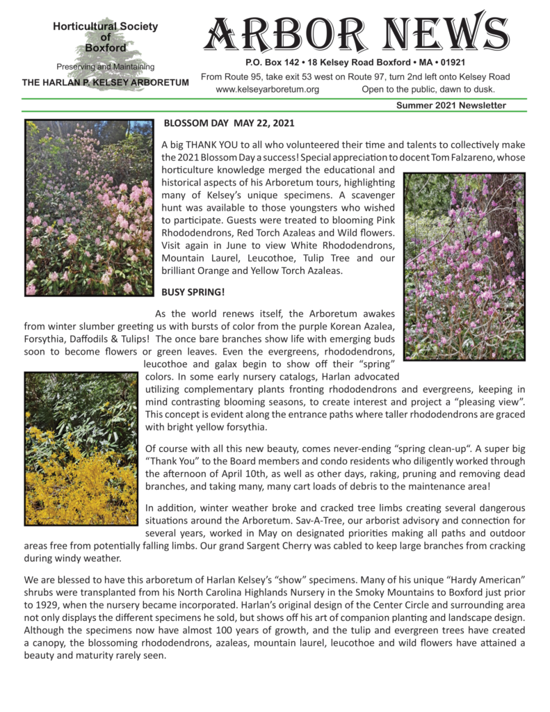 Summer 2021 Newsletter – The Kelsey Arboretum